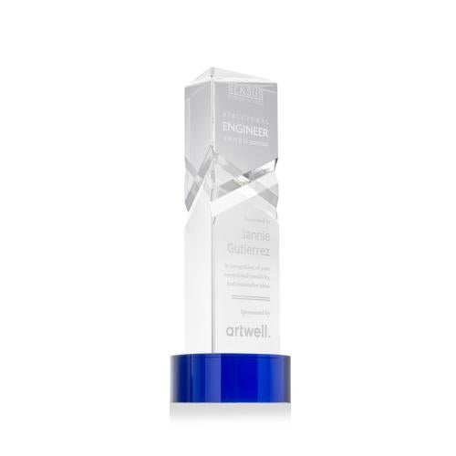 Awards and Trophies - Crystal Awards - Oakham Blue on Stanrich Blue Towers Crystal Award