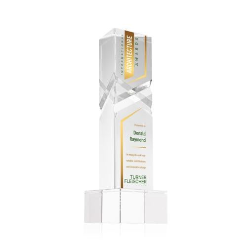 Awards and Trophies - Crystal Awards - Oakham Full Color Clear on Hancock Base Towers Crystal Award