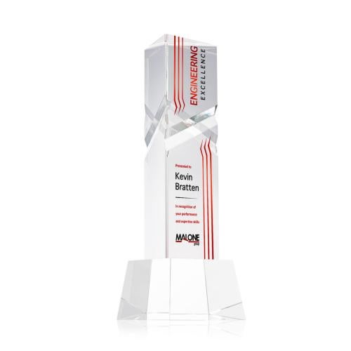 Awards and Trophies - Crystal Awards - Oakham Full Color Clear on Robson Base Towers Crystal Award