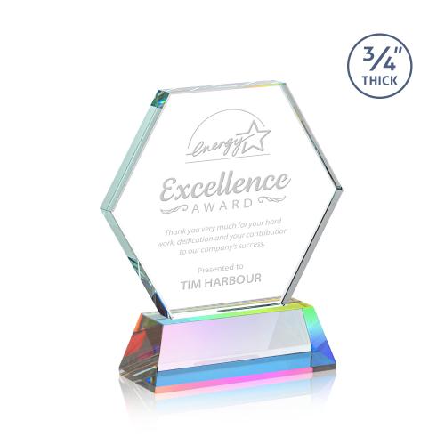 Awards and Trophies - Crystal Awards - Pickering Prismatic on Newhaven Polygon Crystal Award