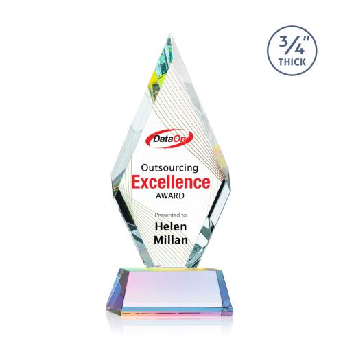 Awards and Trophies - Crystal Awards - Richmond Full Color Prismatic on Newhaven Diamond Crystal Award
