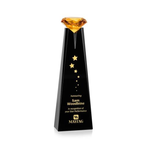 Awards and Trophies - Crystal Awards - Alicia Gemstone Black/Amber Towers Crystal Award