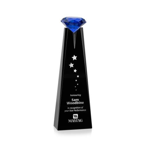Awards and Trophies - Crystal Awards - Alicia Gemstone Black/Sapphire Towers Crystal Award