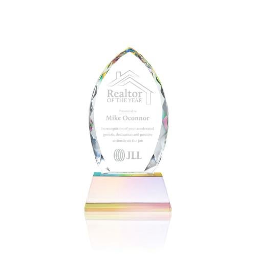 Awards and Trophies - Crystal Awards - Wilton Prismatic on Newhaven Base Peaks Crystal Award