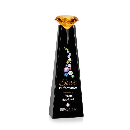 Awards and Trophies - Crystal Awards - Alicia Gemstone Full Color Black/Amber Towers Crystal Award