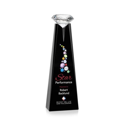 Awards and Trophies - Crystal Awards - Alicia Gemstone Full Color Black/Diamond Towers Crystal Award