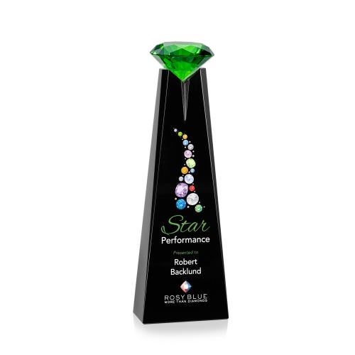 Awards and Trophies - Crystal Awards - Alicia Gemstone Full Color Black/Emerald Towers Crystal Award