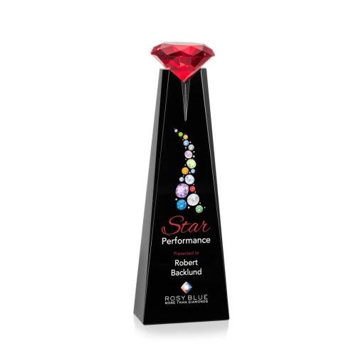 Awards and Trophies - Crystal Awards - Alicia Gemstone Full Color Black/Ruby Towers Crystal Award