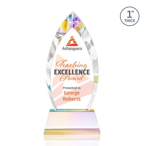 Awards and Trophies - Crystal Awards - Marinello Full Color Prismatic on Base Peaks Crystal Award