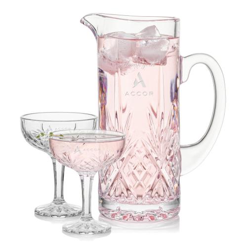 Corporate Gifts - Barware - Water Pitchers - Brinkley Pitcher & Cocktail Coupes Set