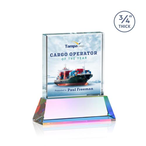 Awards and Trophies - Crystal Awards - Terra Full Color Prismatic on Newhaven Square / Cube Crystal Award