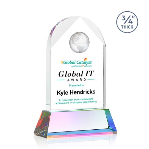 Awards and Trophies - Crystal Awards - Blake Full Color Prismatic on Newhaven Globe Crystal Award