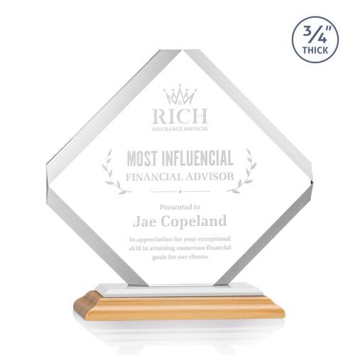 Awards and Trophies - Crystal Awards - Toulon Bamboo/White Diamond Wood Award