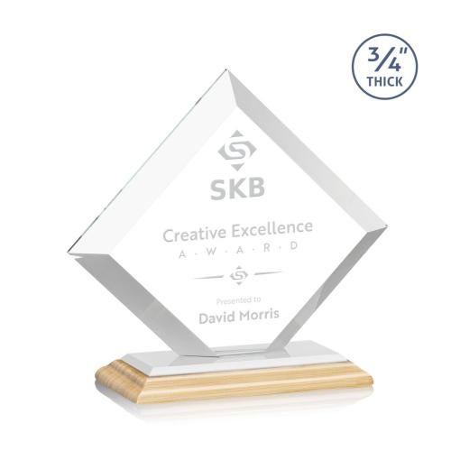 Awards and Trophies - Crystal Awards - Belaire Bamboo/White Diamond Wood Award