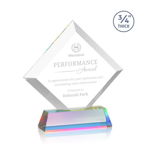 Awards and Trophies - Crystal Awards - Belaire Prismatic on Newhaven Base Diamond Crystal Award
