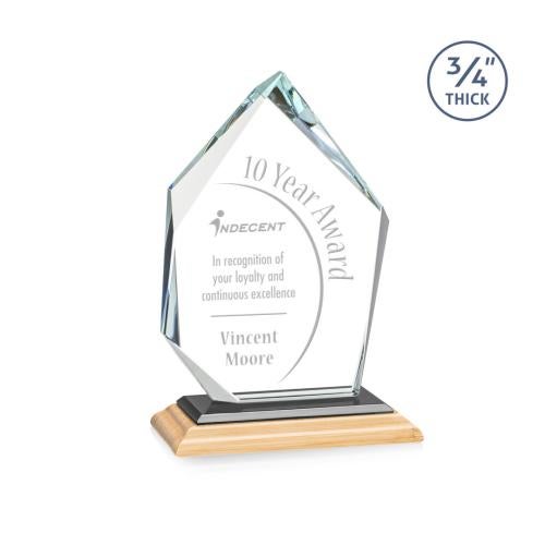 Awards and Trophies - Crystal Awards - Deerhurst Ice Peak Bamboo/Black Peaks Wood Award