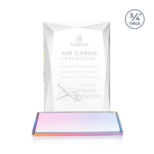 Awards and Trophies - Crystal Awards - Messina Prismatic on Newhaven Base Rectangle Crystal Award