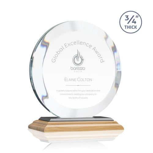 Awards and Trophies - Crystal Awards - Gibralter Bamboo/Black Circle Wood Award
