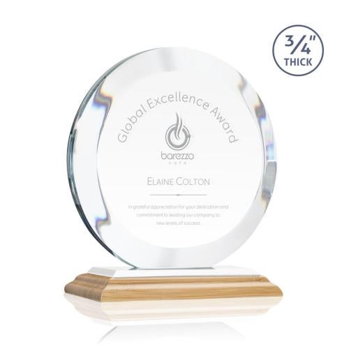 Awards and Trophies - Crystal Awards - Gibralter Bamboo/White Circle Wood Award