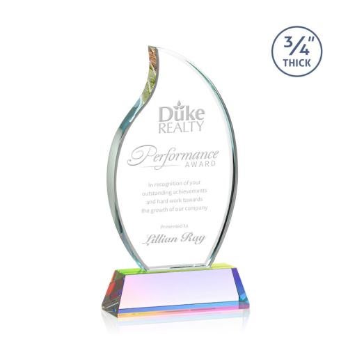 Awards and Trophies - Crystal Awards - Croydon Prismatic on Newhaven Base Flame Crystal Award