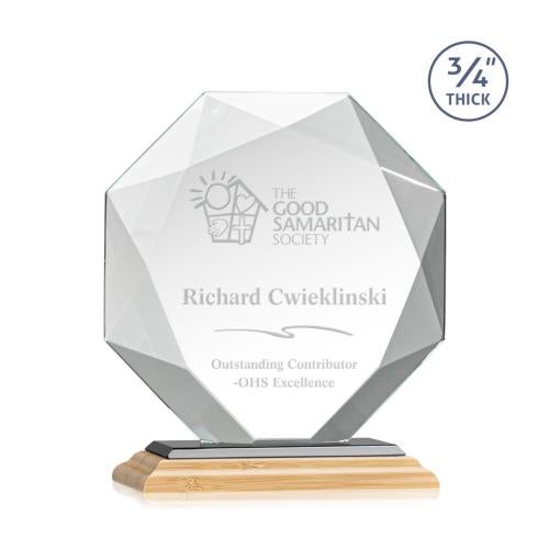 Awards and Trophies - Crystal Awards - Bradford Bamboo/Black Polygon Wood Award