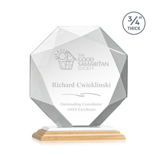 Awards and Trophies - Crystal Awards - Bradford Bamboo/White Polygon Wood Award