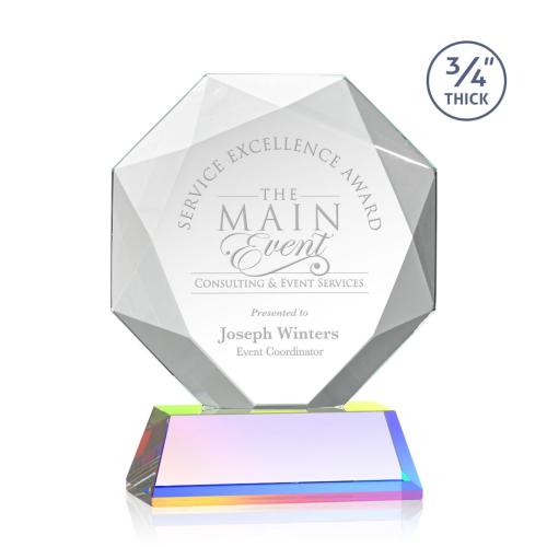 Awards and Trophies - Crystal Awards - Bradford Prismatic on Newhaven Base Polygon Crystal Award