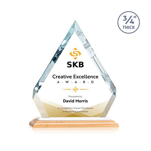 Awards and Trophies - Crystal Awards - Apex Full Color Bamboo/White Diamond Wood Award