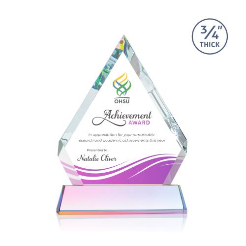 Awards and Trophies - Crystal Awards - Apex Full Color Prismatic on Newhaven Base Diamond Crystal Award
