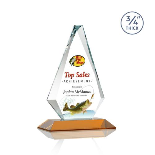 Awards and Trophies - Crystal Awards - Windsor Full Color Amber Diamond Crystal Award