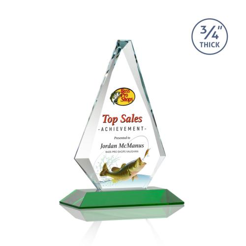 Awards and Trophies - Crystal Awards - Windsor Full Color Green Diamond Crystal Award