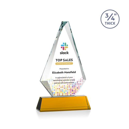 Awards and Trophies - Crystal Awards - Windsor Full Color Amber on Newhaven Diamond Crystal Award