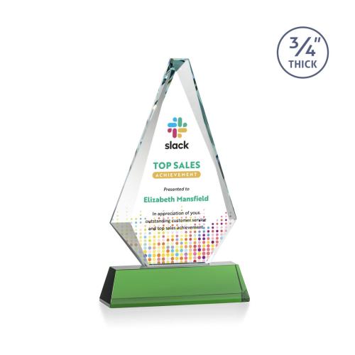Awards and Trophies - Crystal Awards - Windsor Full Color Green on Newhaven Diamond Crystal Award