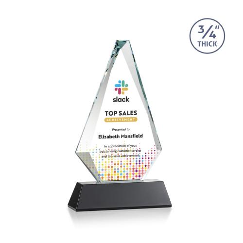 Awards and Trophies - Crystal Awards - Windsor Full Color Black on Newhaven Diamond Crystal Award