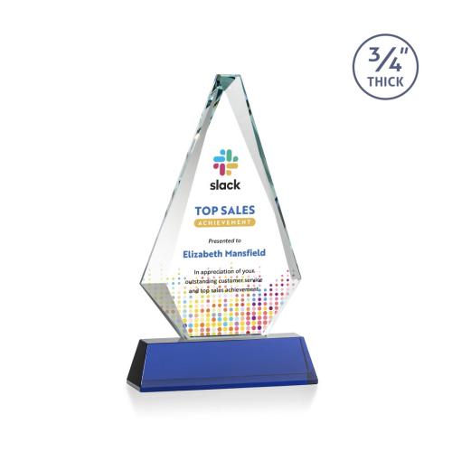 Awards and Trophies - Crystal Awards - Windsor Full Color Blue on Newhaven Diamond Crystal Award