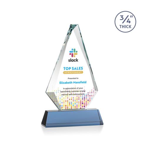 Awards and Trophies - Crystal Awards - Windsor Full Color Sky Blue on Newhaven Diamond Crystal Award