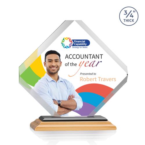 Awards and Trophies - Crystal Awards - Toulon Full Color Bamboo/Black Diamond Wood Award