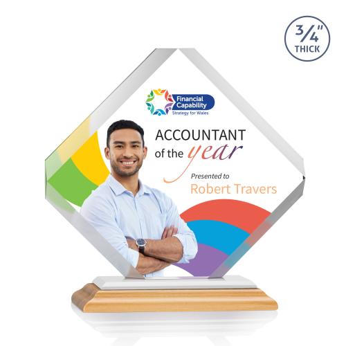 Awards and Trophies - Crystal Awards - Toulon Full Color Bamboo/White Diamond Wood Award