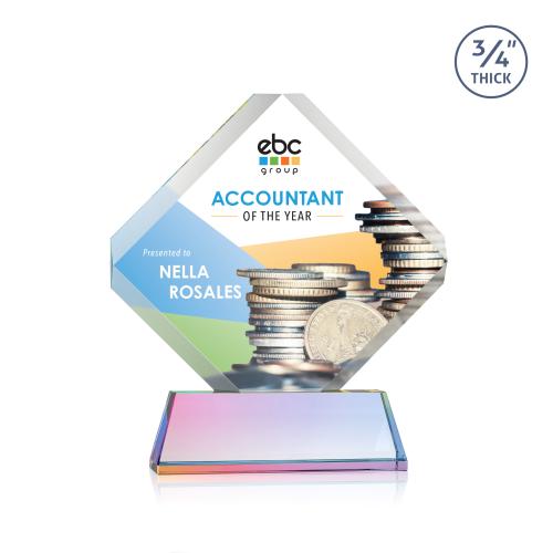 Awards and Trophies - Crystal Awards - Toulon Full Color Prismatic on Newhaven Diamond Crystal Award