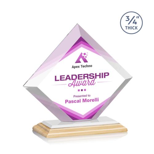 Awards and Trophies - Crystal Awards - Belaire Full Color Bamboo/White Diamond Wood Award