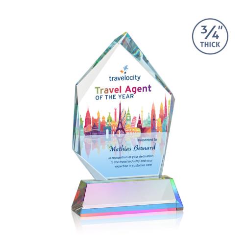 Awards and Trophies - Crystal Awards - Deerhurst Ice Peak Full Color Prismatic on Newhaven Peaks Crystal Award
