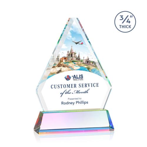 Awards and Trophies - Crystal Awards - Fyreside Full Color Prismatic on Newhaven Diamond Crystal Award