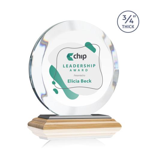 Awards and Trophies - Crystal Awards - Gibralter Full Color Bamboo/Black Circle Wood Award