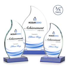Croydon Full Color Blue Flame Crystal Award - Crystal Awards