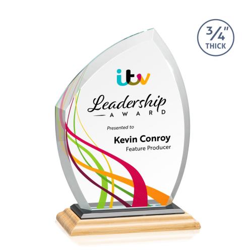Awards and Trophies - Crystal Awards - Daltry Full Color Bamboo/Black Unique Wood Award