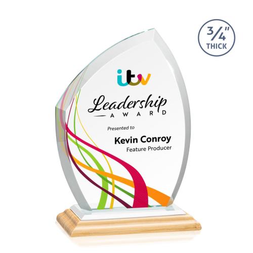Awards and Trophies - Crystal Awards - Daltry Full Color Bamboo/White Unique Wood Award