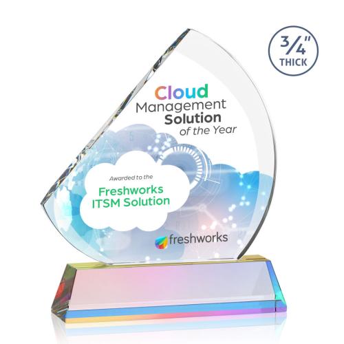 Awards and Trophies - Crystal Awards - Nantucket Full Color Prismatic on Newhaven Peaks Crystal Award