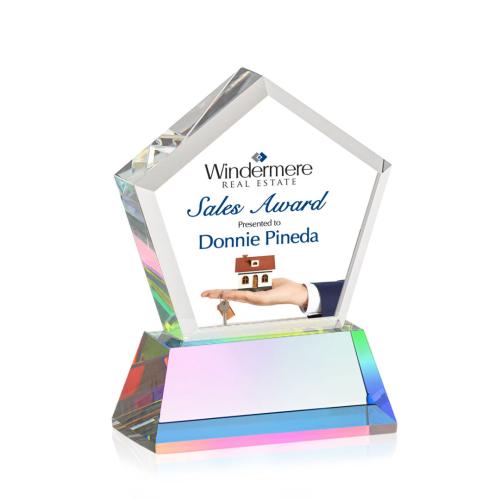 Awards and Trophies - Crystal Awards - Genosee Full Color Prismatic on Base Polygon Crystal Award