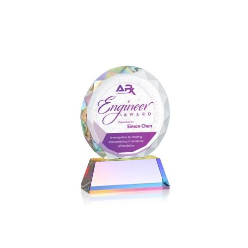 Awards and Trophies - Crystal Awards - Stratford Full Color Prismatic Circle Crystal Award