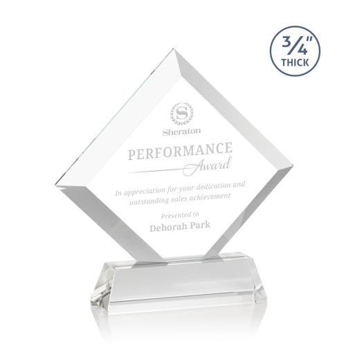 Awards and Trophies - Crystal Awards - Belaire Clear on Newhaven Base Diamond Crystal Award